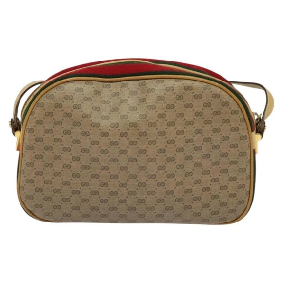 GUCCI Micro GG Supreme Web Sherry Line Bag PVC Beige Gold Auth gh497 - Picture 2 of 16